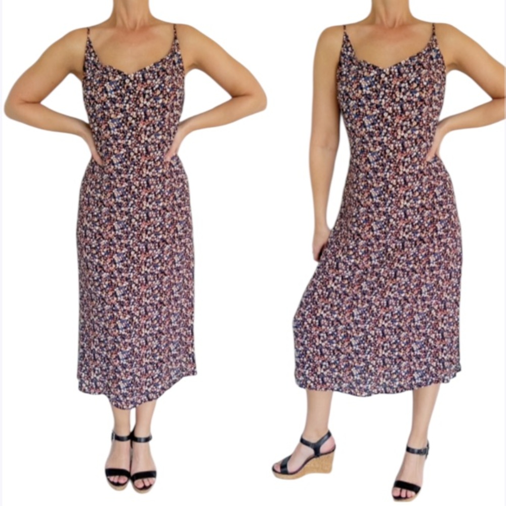 Gianni Bini black colorful floral spaghetti strap midi length shift dress XL